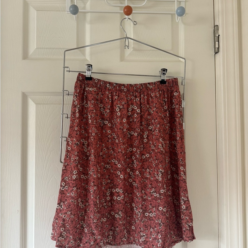 Whimsy + Row Floral A-Line Skirt in Red